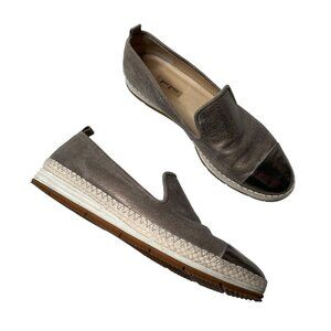 Paul Green Womens Metallic Leather Slip-On Loafers Cap Toe Size 7.5 UK 10 US